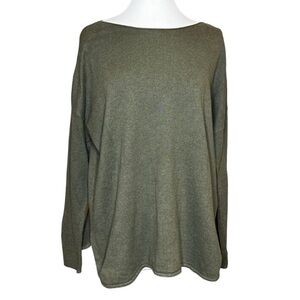 GAP Cotton Blend with Cashmere Notched Sides Rolled Hem Boatneck Slouchy Sweater